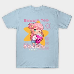 Kawaii Bubble Tea Boba Cute Anime Character T-Shirt